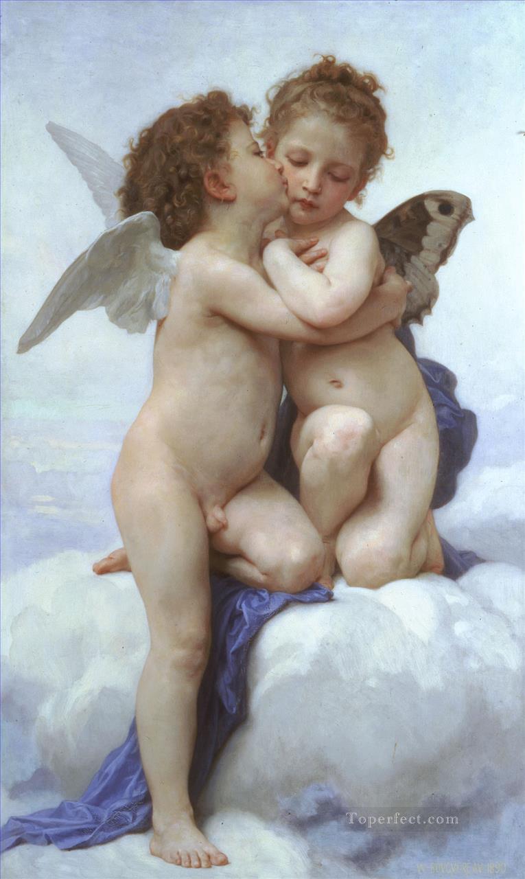 LAmour et Psyche niños ángel William Adolphe Bouguereau Pintura al óleo